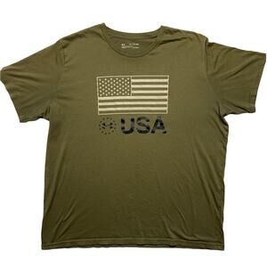 Under Armour Military Green USA Flag T-shirt size men's XL cotton blend